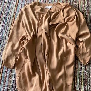 beige short sleeve throw over